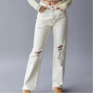 Urban Outfitters BDG High-Waisted Cowboy Jean in Distressed Ivory